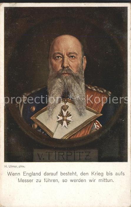 Kuenstlerkarte H. Ulmer V. Tirpitz Krieg