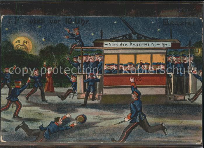 Militaria Humor Strassenbahn Kaserne Mond Soldaten