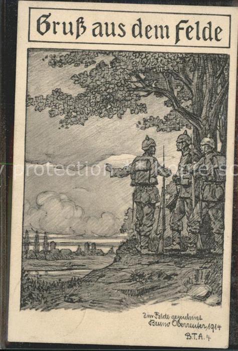Feldpost-Motiv WK1 Soldaten Künstlerkarte Felde