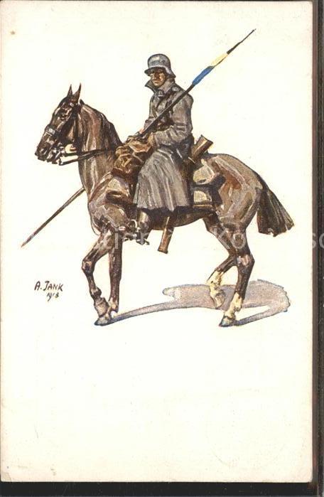 Kuenstlerkarte A. Jank Pferd Soldat