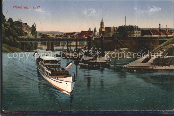 Heilbronn Neckar Schiff Brücke Flagge