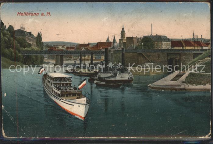 Heilbronn Neckar Schiff Brücke flagge