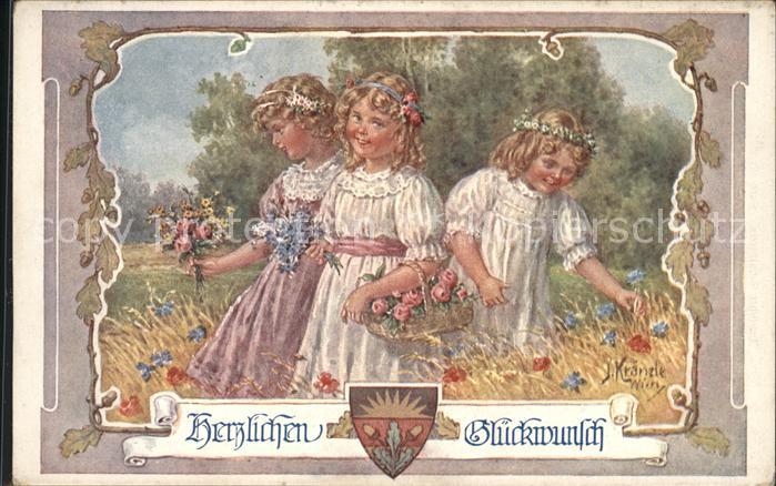 Verlag Schulverein Nr. 721 Glückwunschkarte Blumenkinder Künst