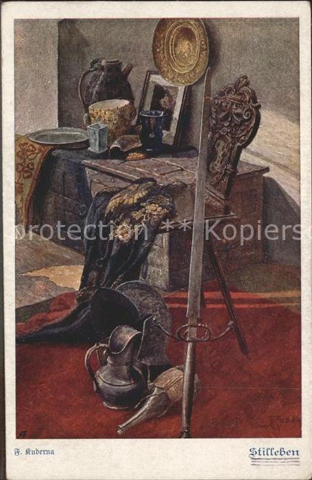 Verlag Schulverein Nr. 858 Schwert Stilleben Künstlerkarte