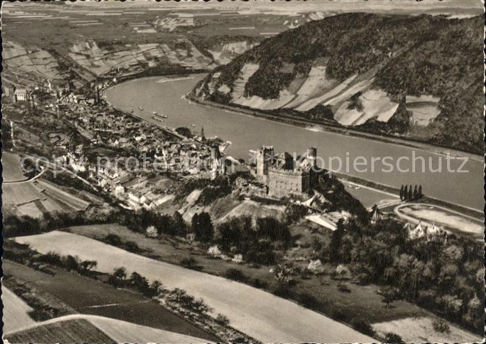 Oberwesel Rhein Fliegeraufnahme mit Ruine Schönberg