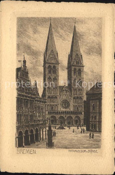 BREMEN  CITY Rathaus Dom Boerse Kuenstlerkarte