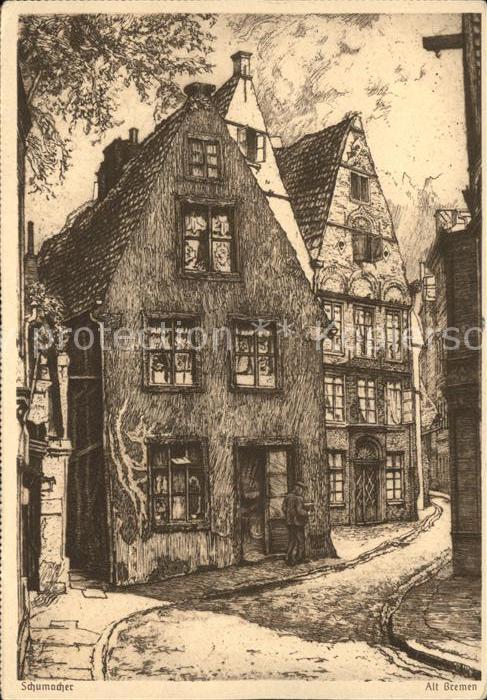 BREMEN  CITY Altstadt Kuenstlerkarte Schumacher Eduscho Kaffee