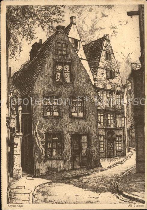BREMEN  CITY Altstadt Kuenstlerkarte Schumacher