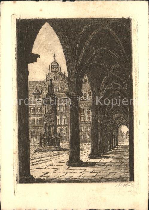 BREMEN  CITY Rathauskollonaden Kuenstlerkarte