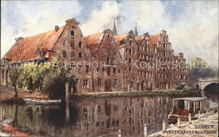 LueBECK  CITY Alte Lagerhaeuse an der Trave Kuenstlerkarte