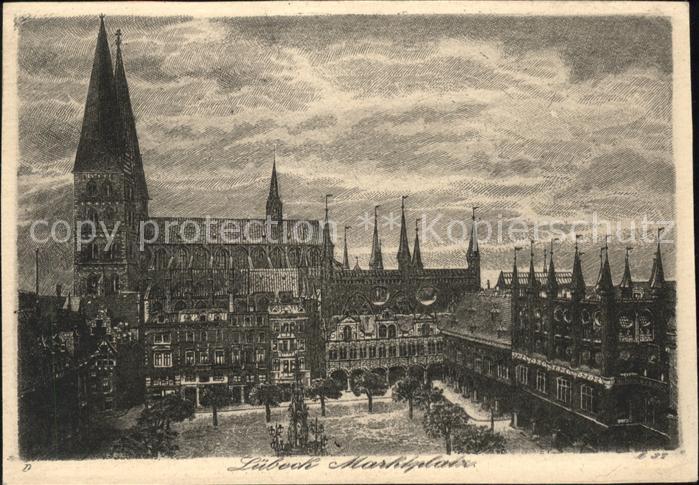LueBECK CITY Marktplatz Kuenstlerkarte