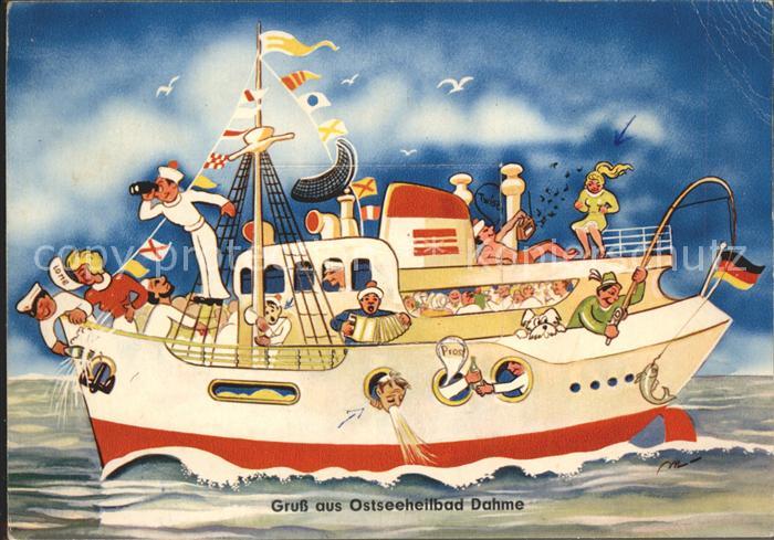 Dahme Ostseebad Künstlerkarte komisch Reisenden auf Aus