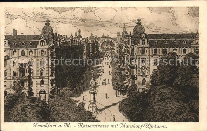 Frankfurt Main Kaiserstrasse Manskopf Uhrturm Troch Kü
