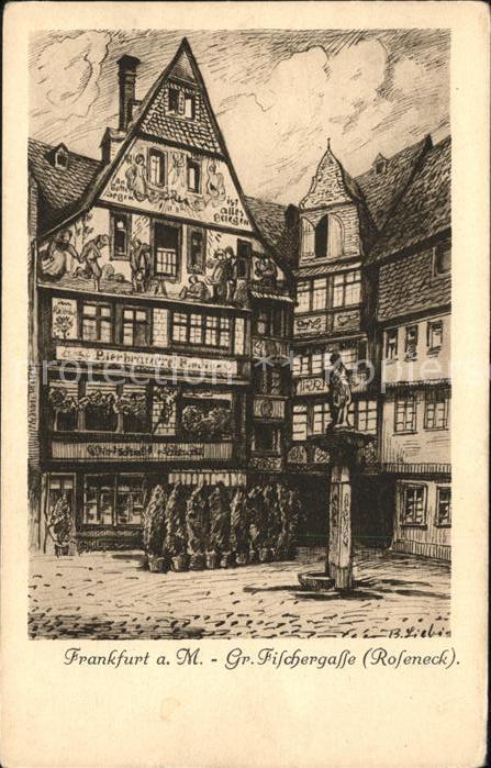 Frankfurt Main Grosse Fischergasse Roseneck Fassadenma