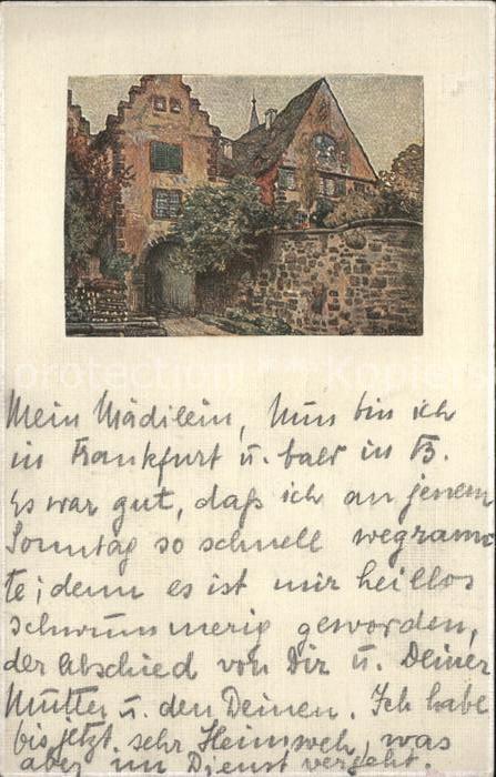 Frankfurt Main Altes Schloss Torbogen Künstlerkarte Be