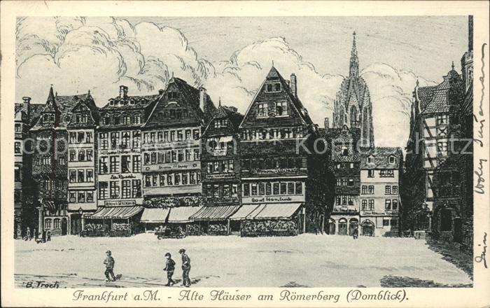 Frankfurt Main Alte Häuser am Römerberg Troch Künstler