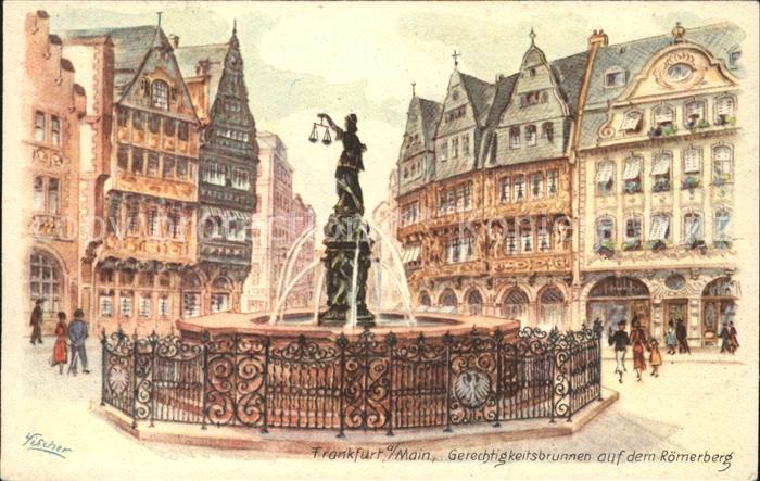 Frankfurt Main Gerechtigkeitsbrunnen auf dem Römerberg