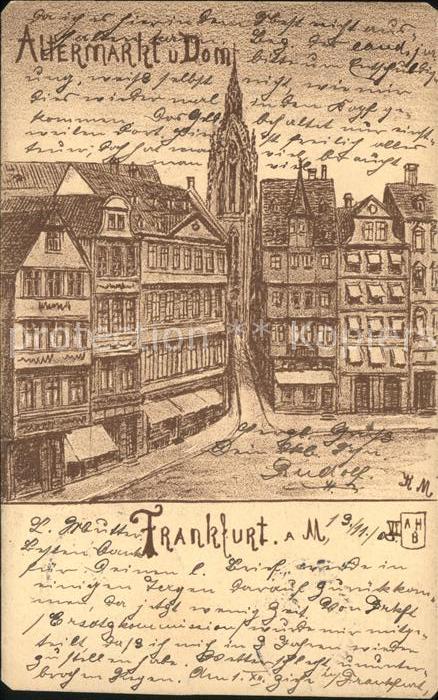 Frankfurt Main Alter Markt Dom Künstlerkarte