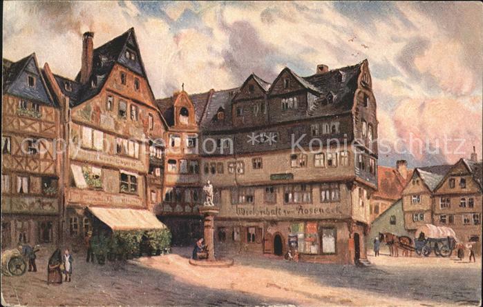 Frankfurt Main Wirtschaft zum Roseneck Denkmal Statue