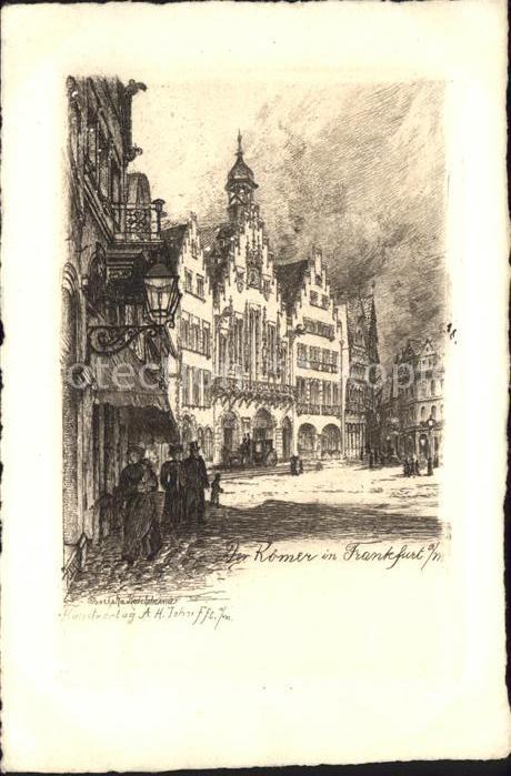 Frankfurt Main Der Römer Künstlerkarte Radierung Franz