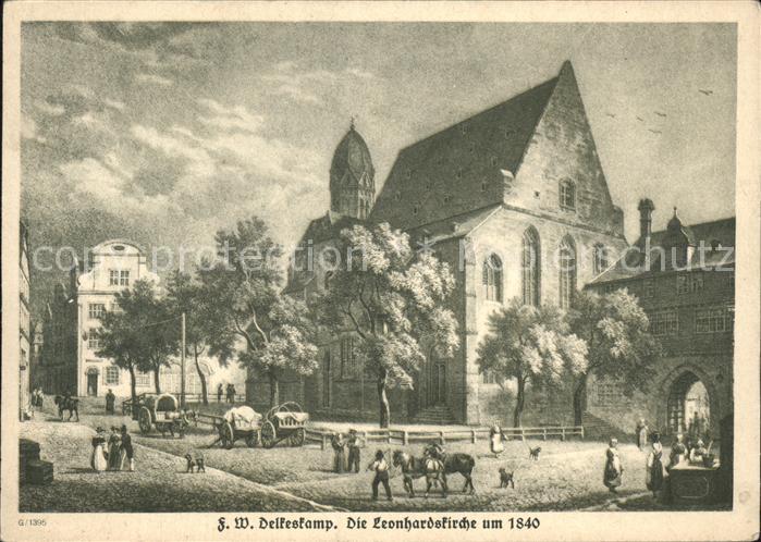 Frankfurt Main Leonhardskirche um 1840 Künstlerkarte F