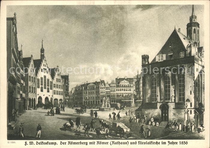 Frankfurt Main Römerberg mit Römer Rathaus und Nicolai