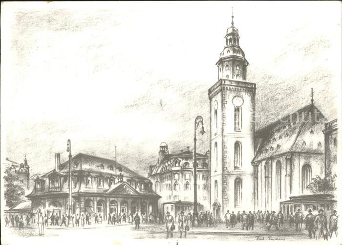 Frankfurt Main Cafe Hauptwache Katharinenkirche Künstl