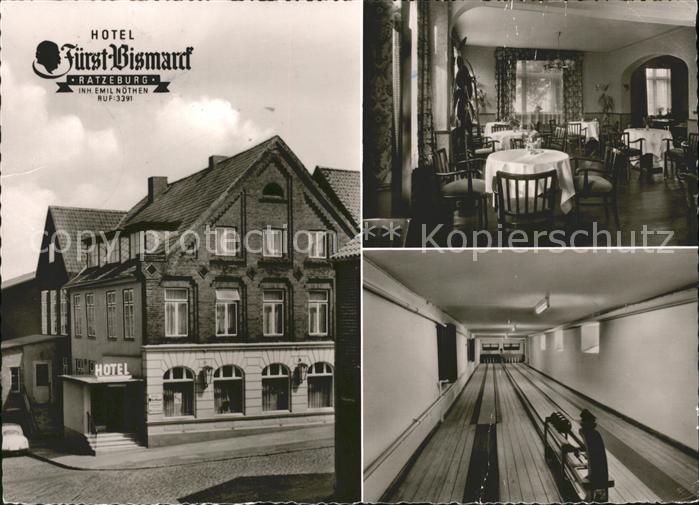Ratzeburg Schleswig-Holstein Hotel Fuerst Bismarck Gastraum Kegelbahn