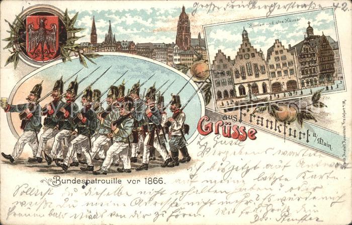 Frankfurt Main Bundespatrouille Römer und alte Häuser