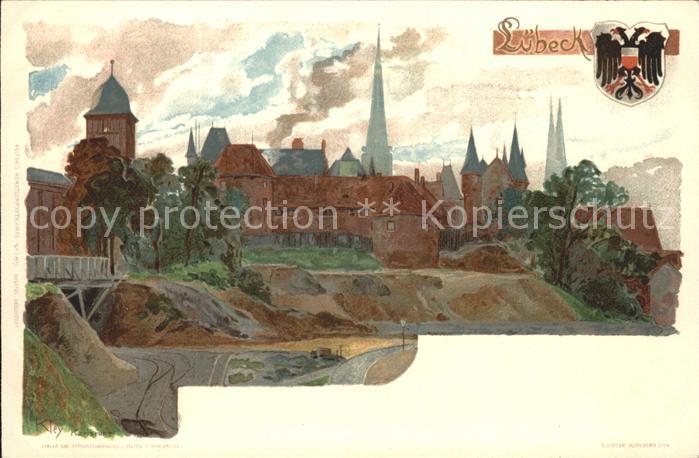 LueBECK  CITY Ortsansicht Kuenstlerkarte