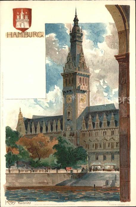 HAMBURG  CITY Wappen Kuenstlerkarte Kley Karlsruhe