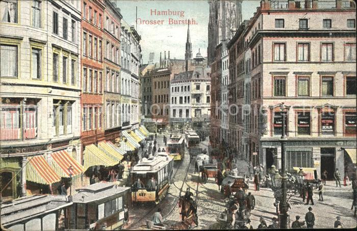 Hamburg Grosser Burstah. Strassenbahn