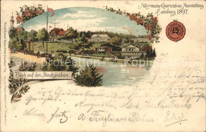 Hamburg Wappen Künstlerkarte Stadtgraben 1897