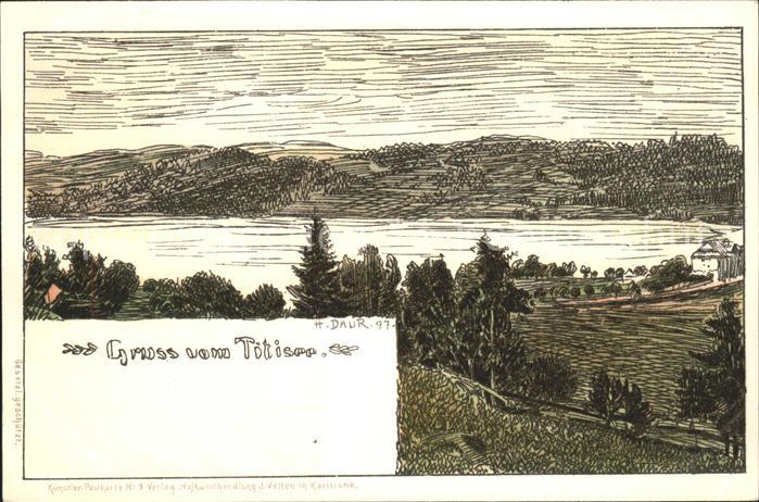 Titisee Künstlerkarte Zeichnung