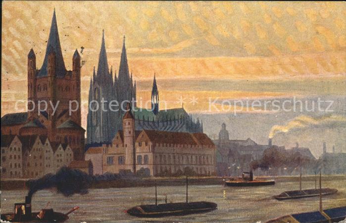 Koeln Rhein Dom Rheinpanorama Künstlerkarte