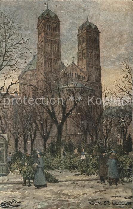 Koeln Rhein St.Gereon Weihnachtsmarkt Künstlerkarte
