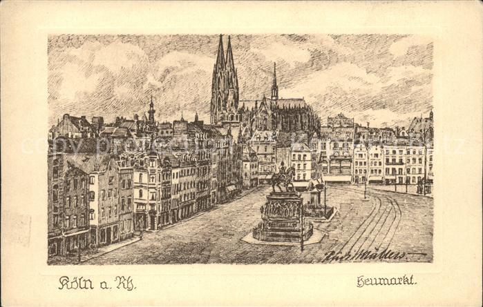 Koeln Rhein Heumarkt Denkmal Dom Künstlerkarte Rudi