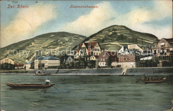 Assmannshausen Rheinpanorama Boote Künstlerkarte