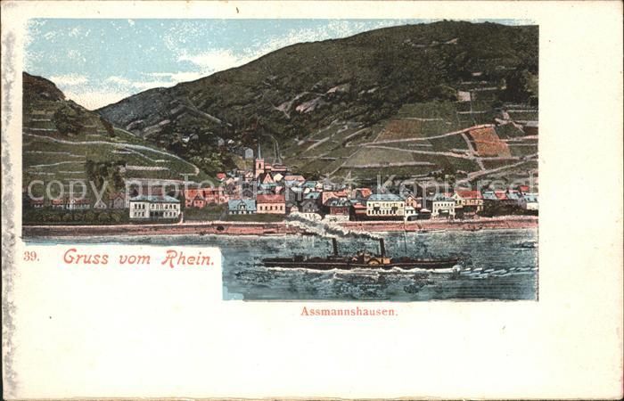 Assmannshausen Panorama am Rhein Künstlerkarte