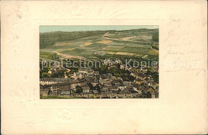 Langenschwalbach Panorama Künstlerkarte Prägedruck