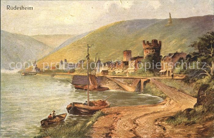 Ruedesheim Rheinpanorama Künstlerkarte