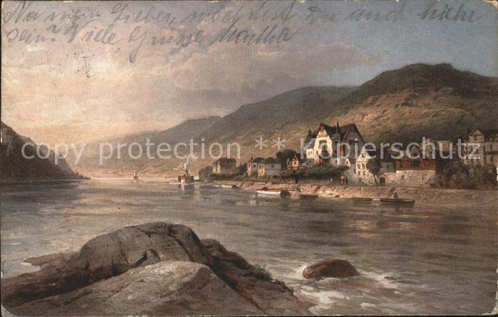 Assmannshausen Rheinpanorama mit Künstlerheim Zur Kron