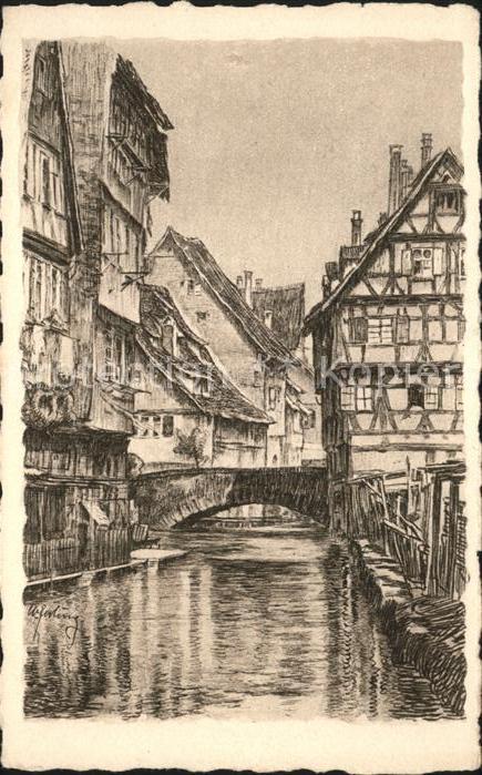 Ulm Donau Blau mit Saubruck Künstlerkarte