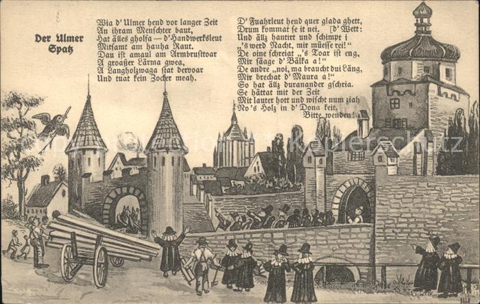 Ulm Donau Ulmer Spatz Künstlerkarte Burg