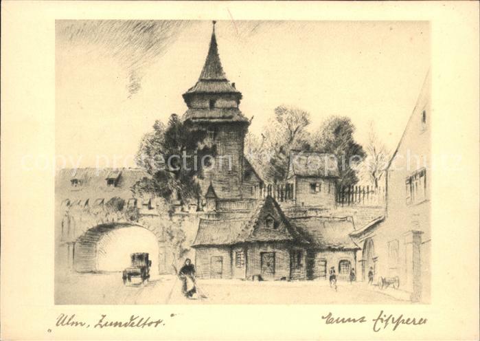 Ulm Donau Zundeltor Künstlerkarte