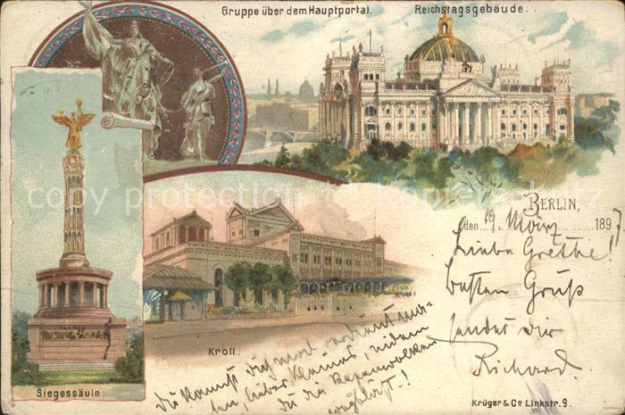 BERLIN  CITY Siegessaeule Reichstagsgebaeude Kroll