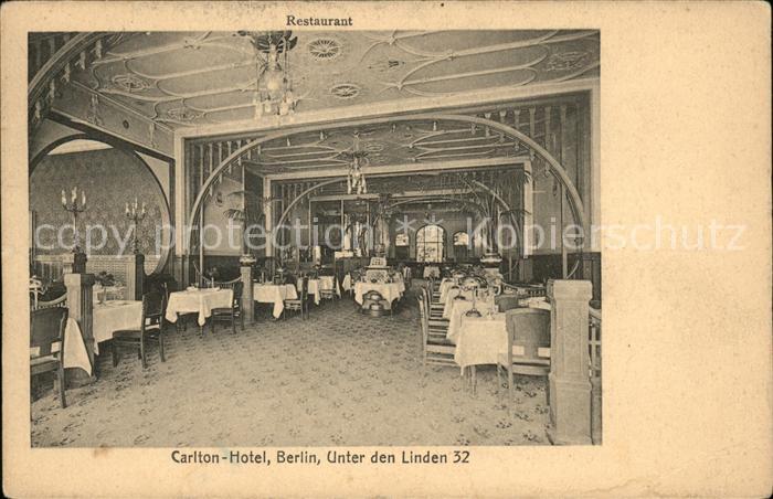 BERLIN  CITY Carlton Hotel Restaurant Unter den Linden 32