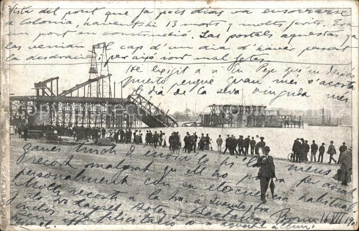 Koeln Rhein Rheinpanorama eingestürzte Brücke