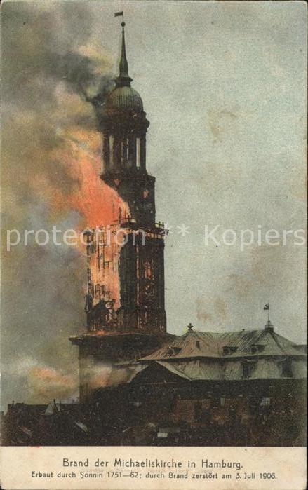 Hamburg Brand der Michaeliskirche 5. Juli 1905