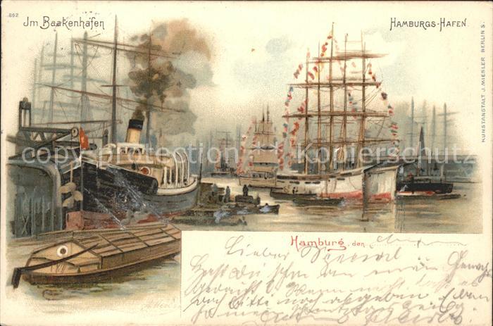Hamburg Hafen Schiffe Künstlerkarte